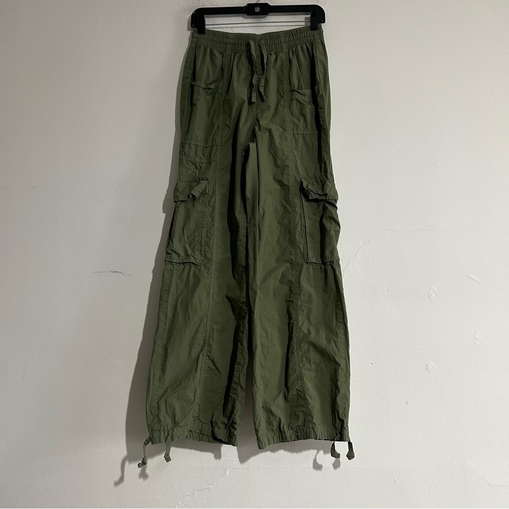 Aerie High Waisted Go For It Baggy Cargo Pants Olive Green Size XS Grunge
